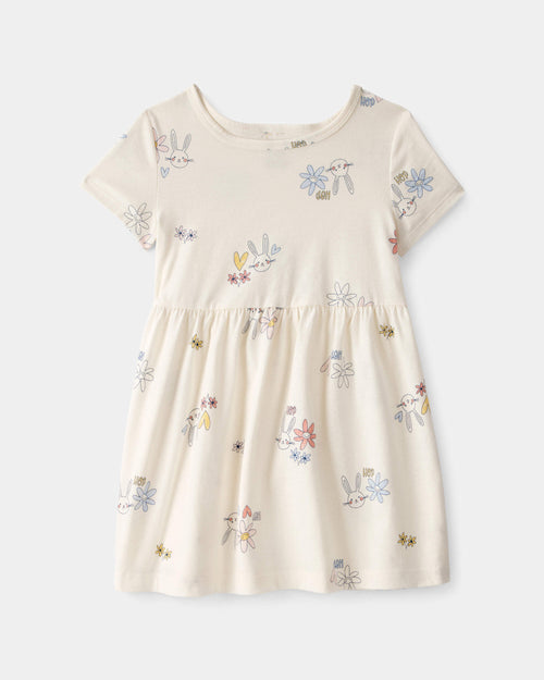 Toddler Girl Easter Bunny Short-Sleeve Dress - Cream