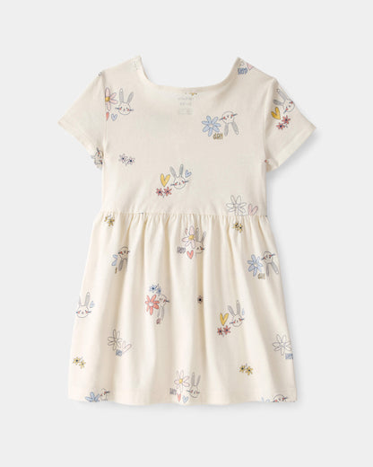 Toddler Girl Easter Bunny Short-Sleeve Dress - Cream