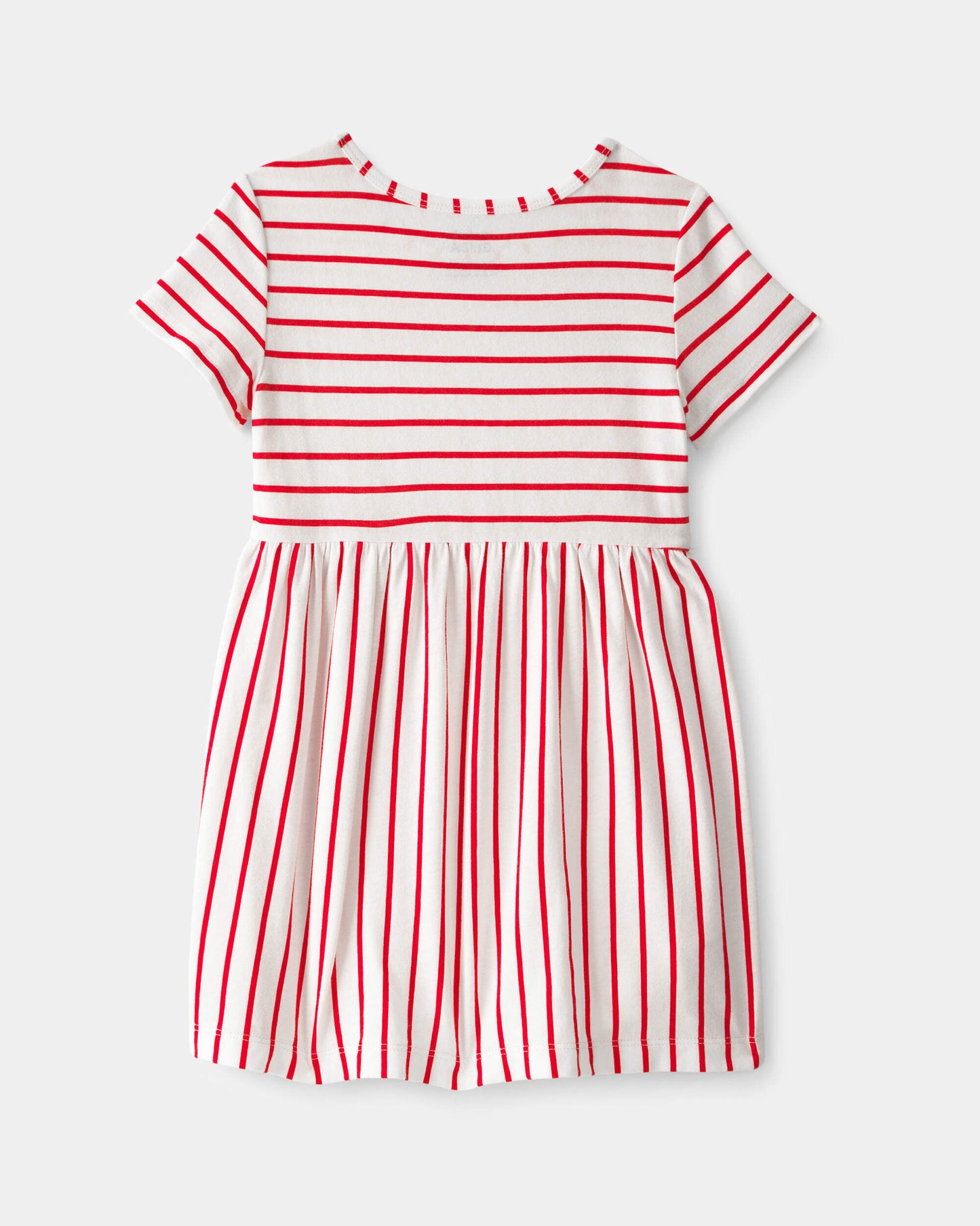 Toddler Girl Striped Short-Sleeve Dress - Red/Ivory