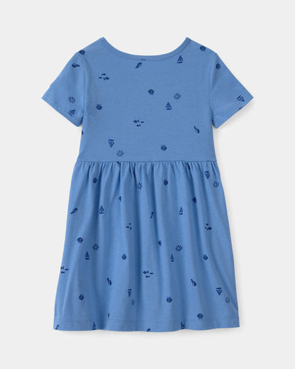 Toddler Girl Seashell Short-Sleeve Dress - Blue