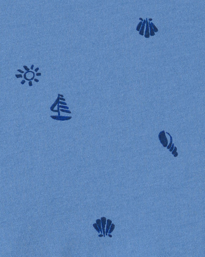 Toddler Girl Seashell Short-Sleeve Dress - Blue