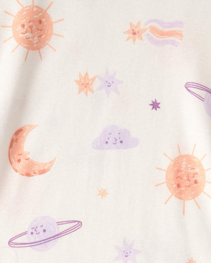 Toddler Girl Space Constellation Tie-Dye 100% Cotton Snug Fit 4-Piece Pajama Set - Purple