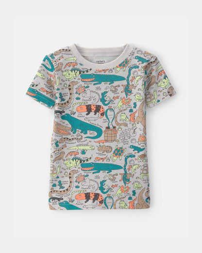 Toddler Boy Alligator 100% Cotton Snug Fit 2-Piece Pajama Set - Grey