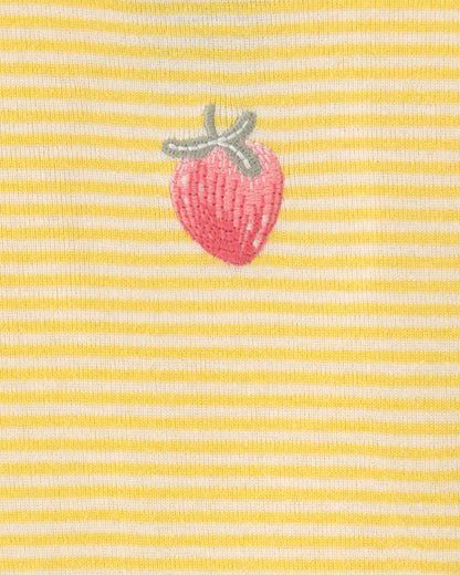 Toddler Girl Strawberry 100% Cotton Snug Fit 2-Piece Pajama Set - Yellow