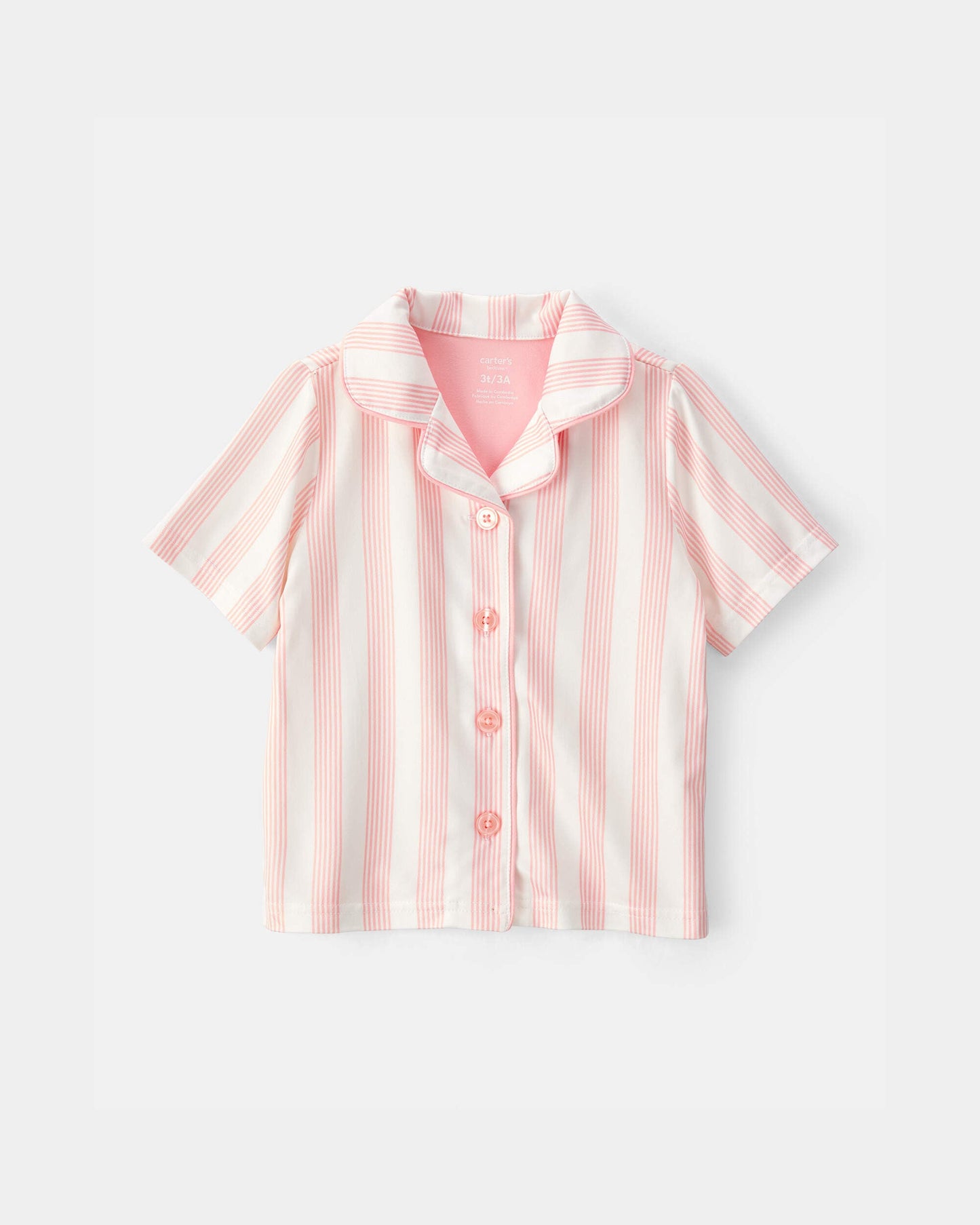 Toddler Girl Striped Loose Fit 2-Piece Pajama Set - Pink/Ivory
