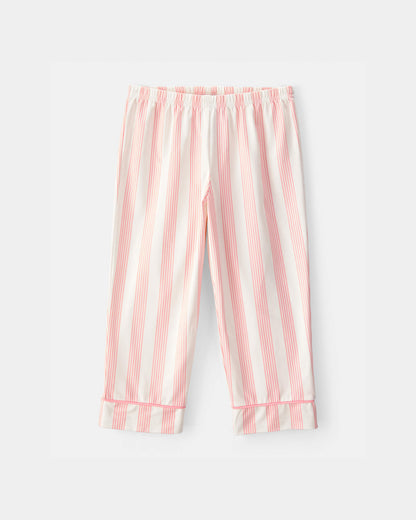 Toddler Girl Striped Loose Fit 2-Piece Pajama Set - Pink/Ivory