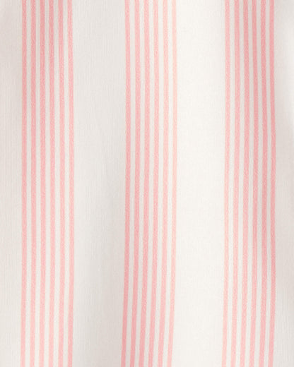 Toddler Girl Striped Loose Fit 2-Piece Pajama Set - Pink/Ivory