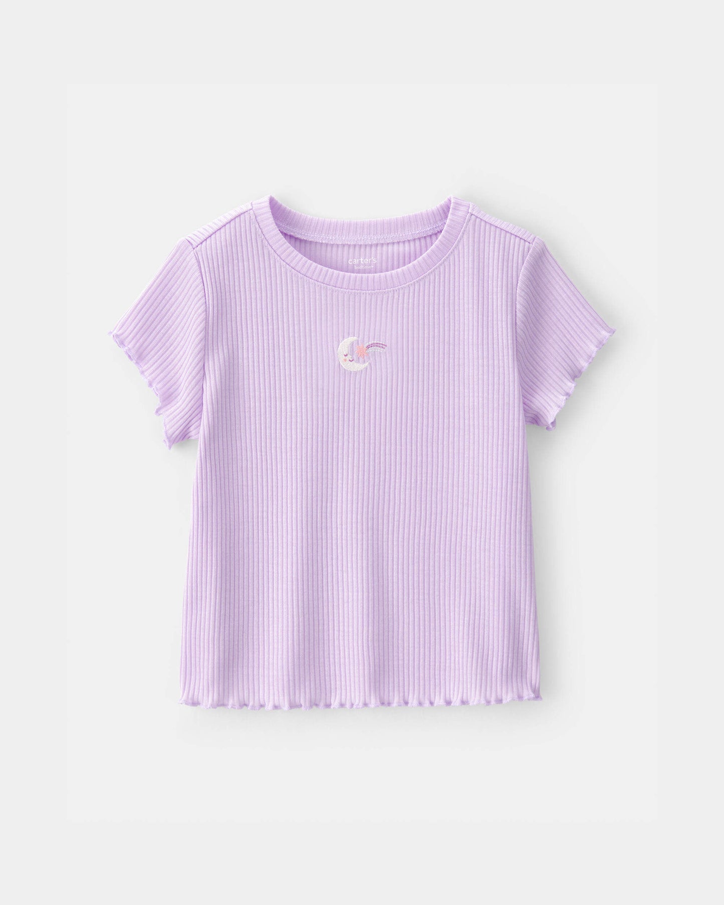 Toddler Girl Moon Rib Loose Fit 2-Piece Pajama Set - Purple