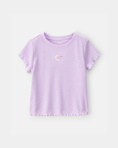 Toddler Girl Moon Rib Loose Fit 2-Piece Pajama Set - Purple