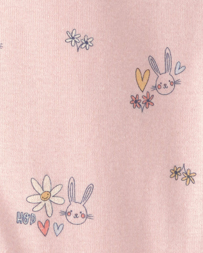 Toddler Girl Easter Bunny 100% Cotton Snug Fit 1-Piece Pajama - Pink