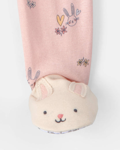 Toddler Girl Easter Bunny 100% Cotton Snug Fit 1-Piece Pajama - Pink