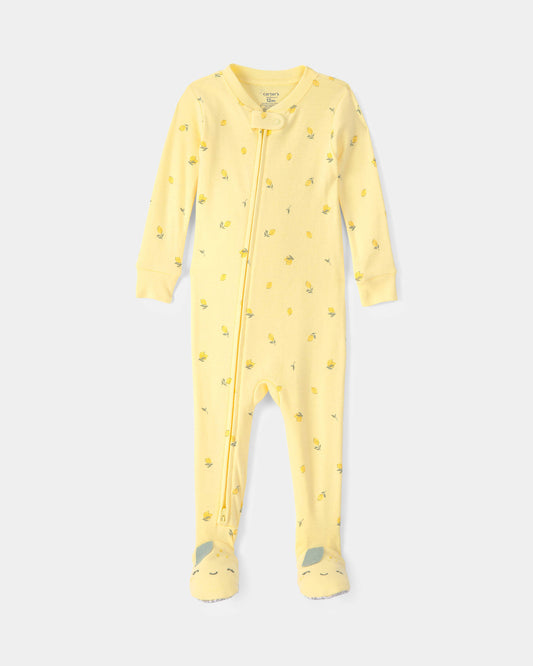Toddler Lemon 100% Cotton Snug Fit 1-Piece Pajama - Yellow
