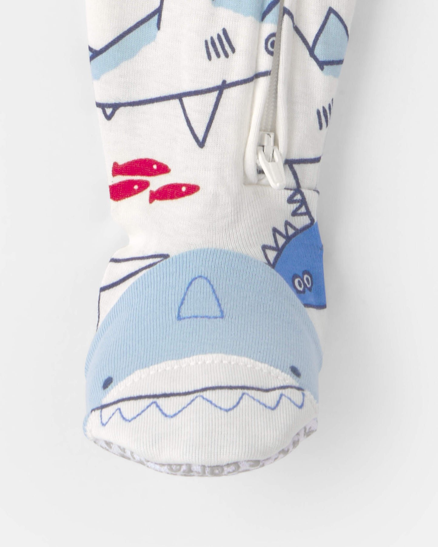 Toddler Boy Shark 100% Cotton Snug Fit 1-Piece Footie Pajama - Ivory
