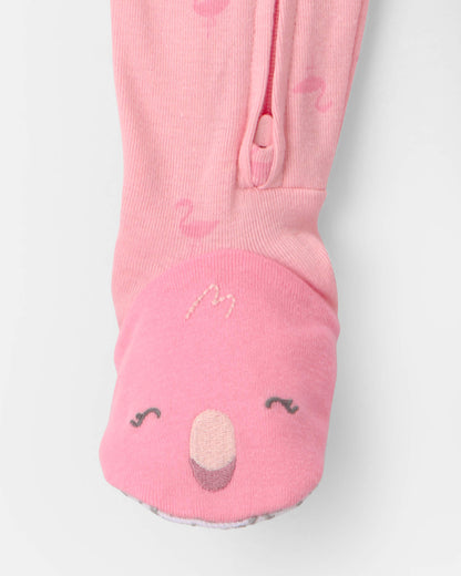 Toddler Girl Flamingo 100% Cotton Snug Fit 1-Piece Pajama - Pink