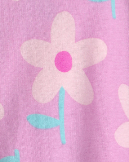 Toddler Girl Floral 100% Cotton Snug Fit 1-Piece Pajama - Pink