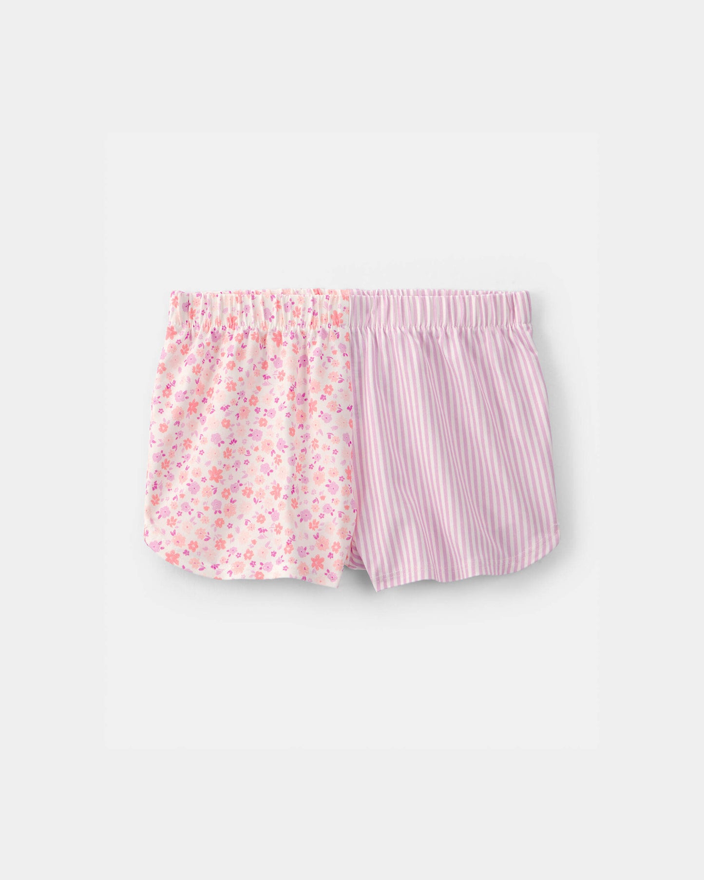 Toddler Girl Floral Striped Short-Sleeve Loose Fit 2-Piece Pajama Set - Pink
