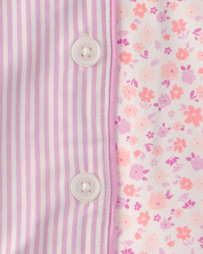 Toddler Girl Floral Striped Short-Sleeve Loose Fit 2-Piece Pajama Set - Pink