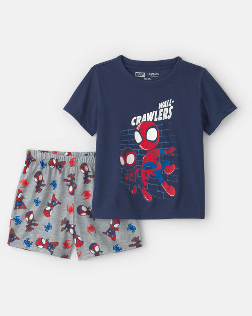 Toddler Boy 2-Piece ©Marvel Spider-Man Short-Sleeve Pajama Set - Blue/Grey