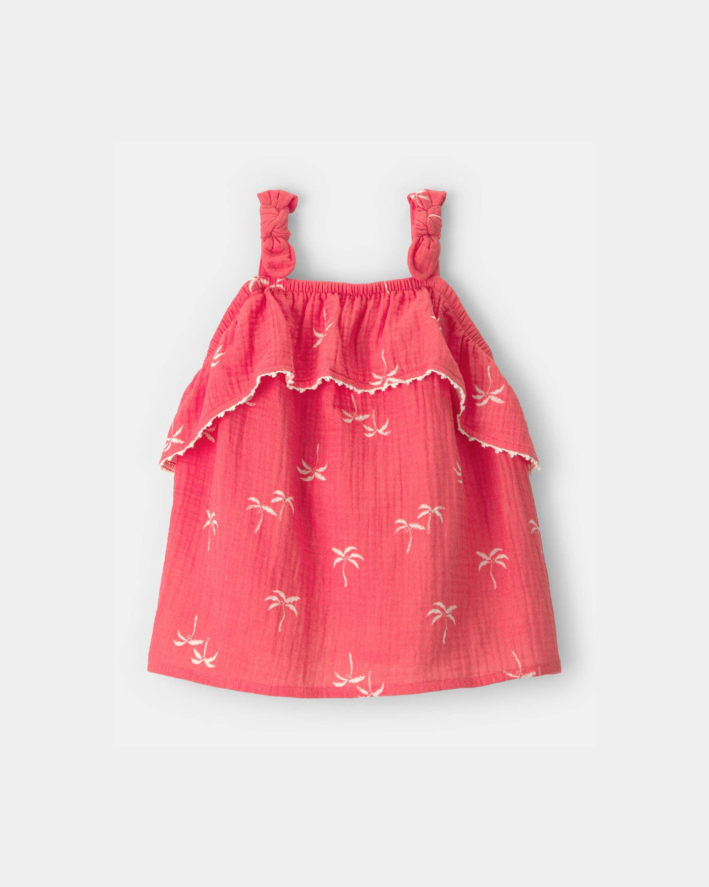 Toddler Girl Palm Tree Gauze Tank Top - Coral