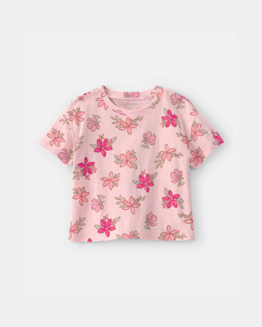 Toddler Girl  Tropical Floral Relaxed Top - Pink