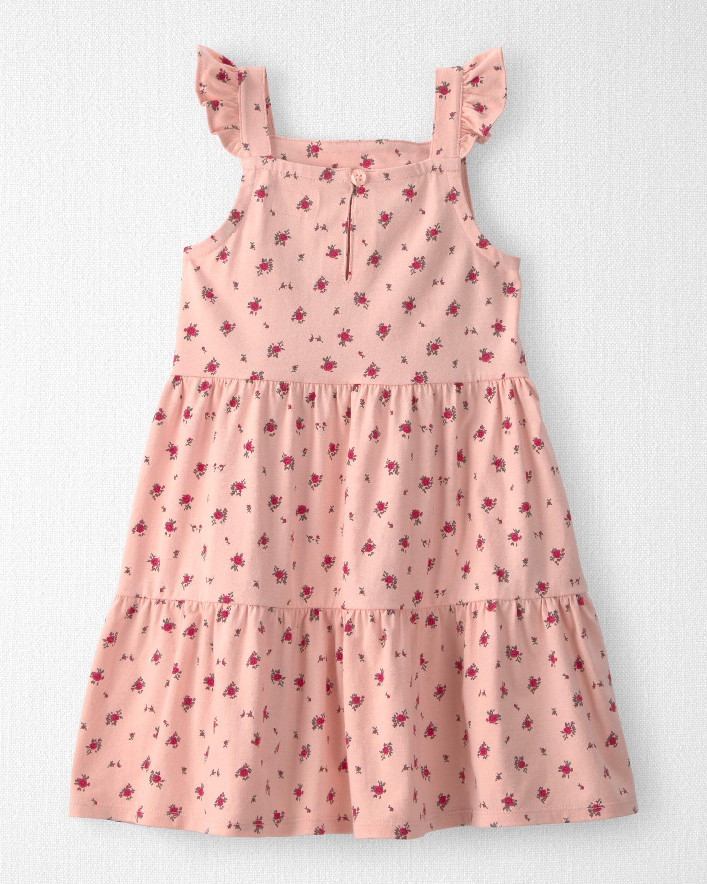 Toddler Girl Organic Cotton Tiered Dress in Blush Floral Print