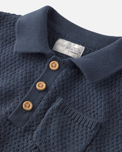 Toddler Boy 2-Piece Organic Cotton Sweater Knit Top & Short Set
