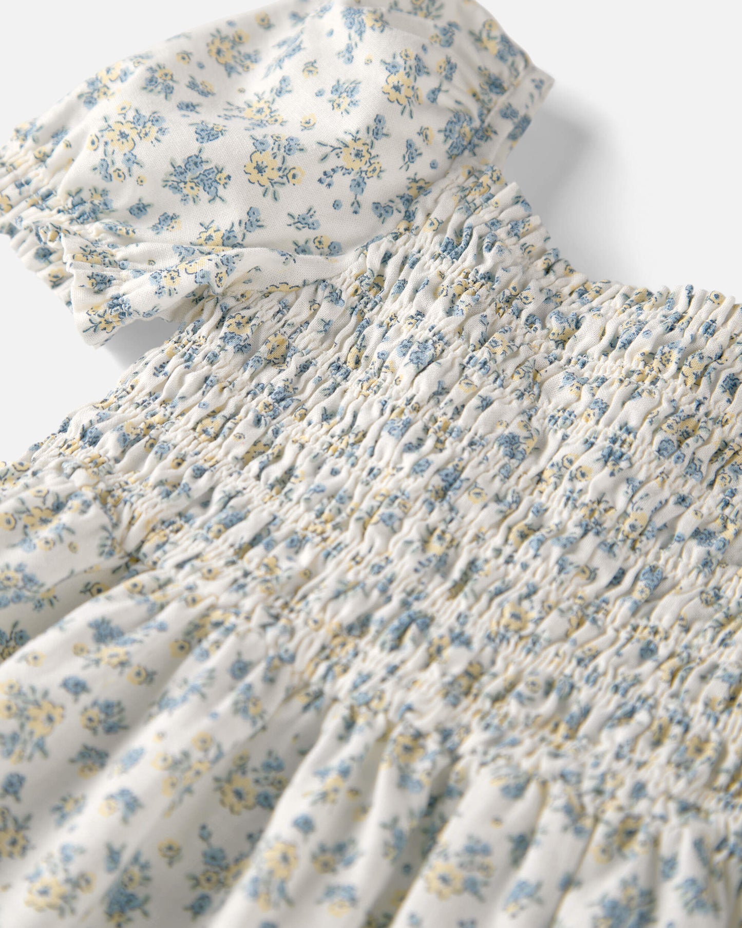 Toddler Girl Smocked Dress Made with Organic Cotton in Spring Bloom Print
