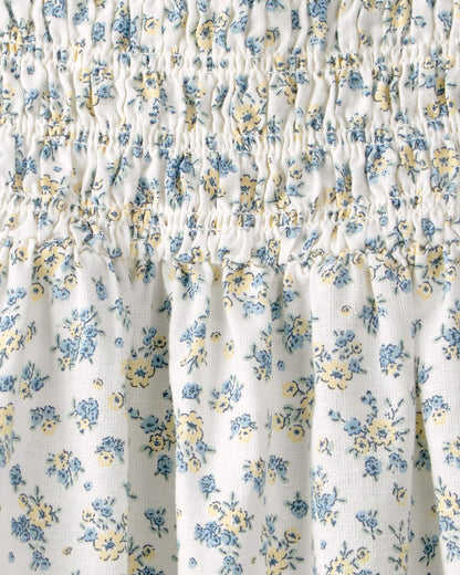 Toddler Girl Smocked Dress Made with Organic Cotton in Spring Bloom Print