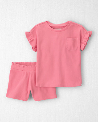Toddler Girl 2-Piece Organic Cotton Waffle Knit Top & Short Set