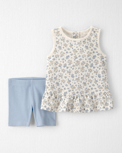 Toddler Girl 2-Piece Top & Short Set Made with Organic Cotton in Spring Bloom Print