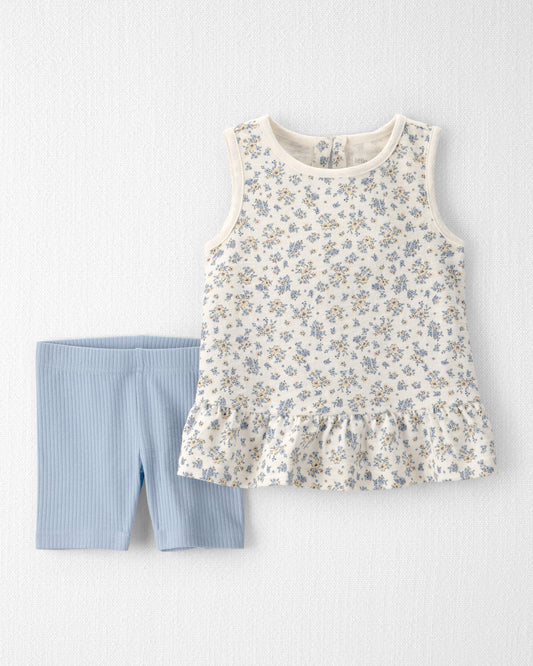 Toddler Girl 2-Piece Top & Short Set Made with Organic Cotton in Spring Bloom Print
