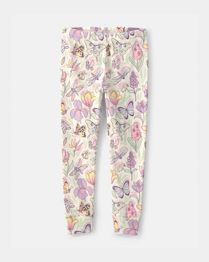 Toddler Girl Butterfly 100% Cotton Snug Fit 2-Piece Pajama Set - Cream