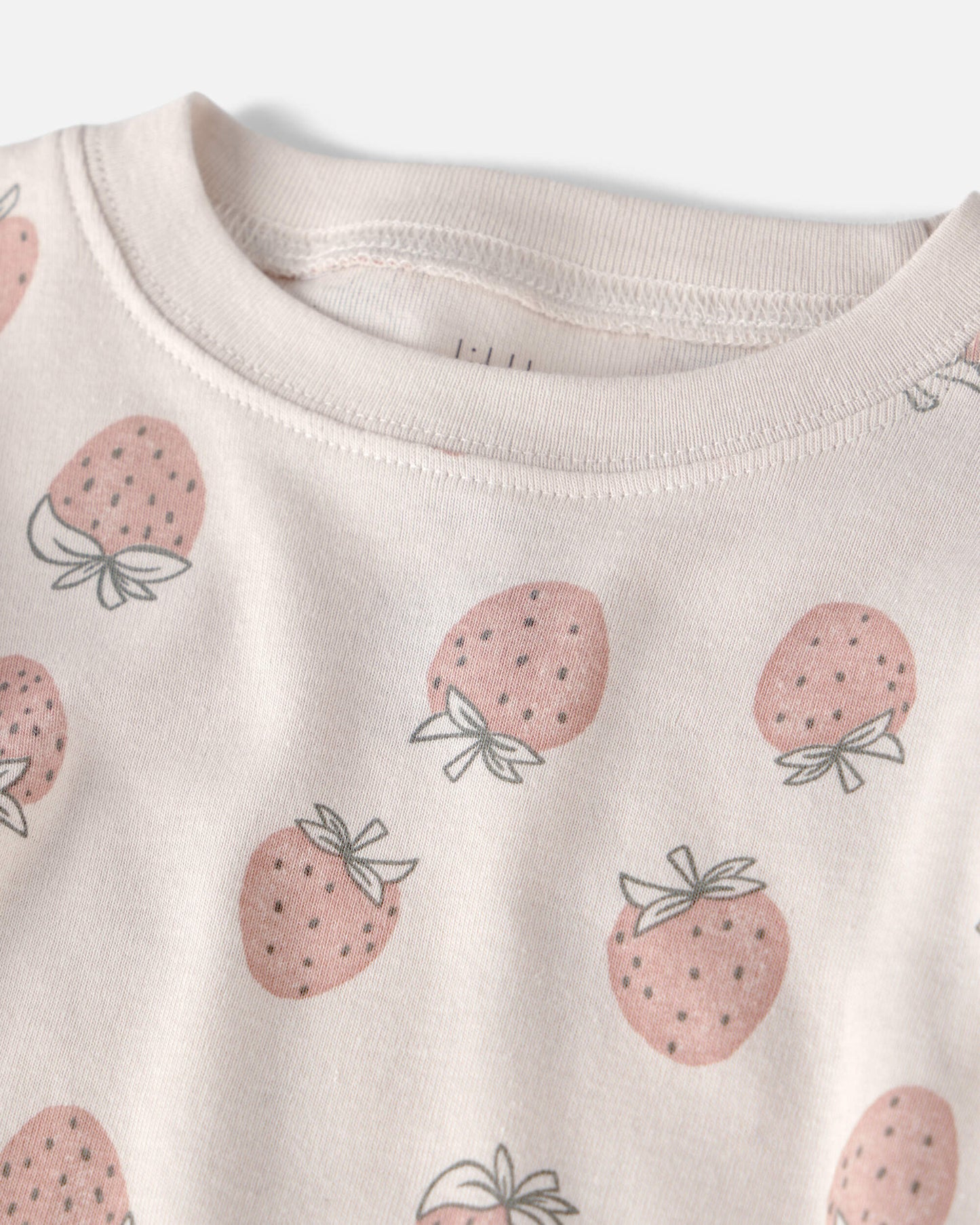 Toddler Girl 2-Piece Organic Cotton Ribbed Pajama Set in Strawberry Print