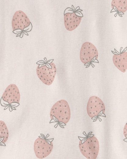 Toddler Girl 2-Piece Organic Cotton Ribbed Pajama Set in Strawberry Print