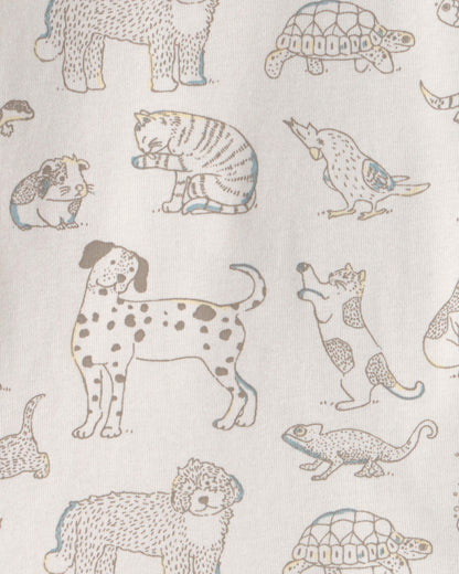 Toddler 2-Piece Organic Cotton Ribbed Pajama Set in Pet Print