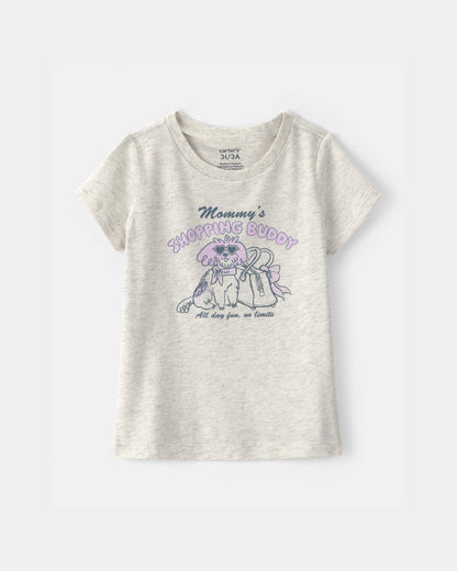 Toddler Girl 'Mommy's Shopping Buddy' Graphic Tee - Grey