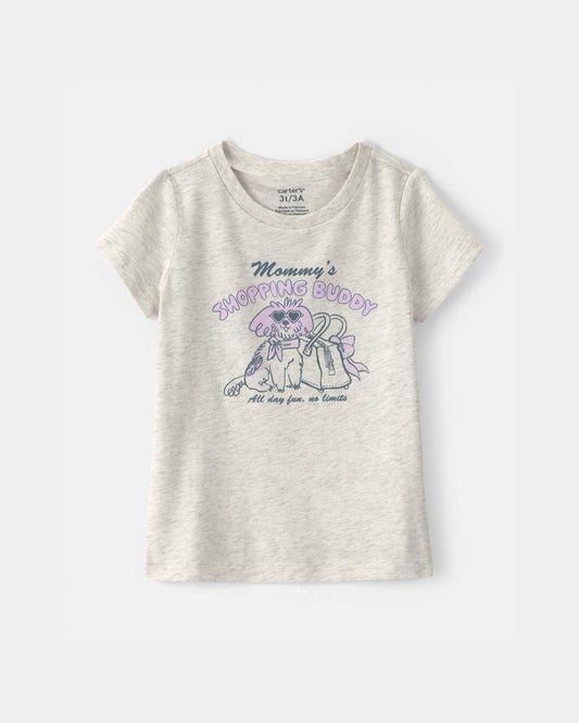 Toddler Girl 'Mommy's Shopping Buddy' Graphic Tee - Grey