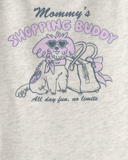 Toddler Girl 'Mommy's Shopping Buddy' Graphic Tee - Grey