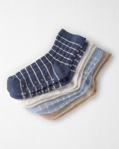 Toddler 4-Pack Ankle Socks in Stripes Made with Organic Cotton