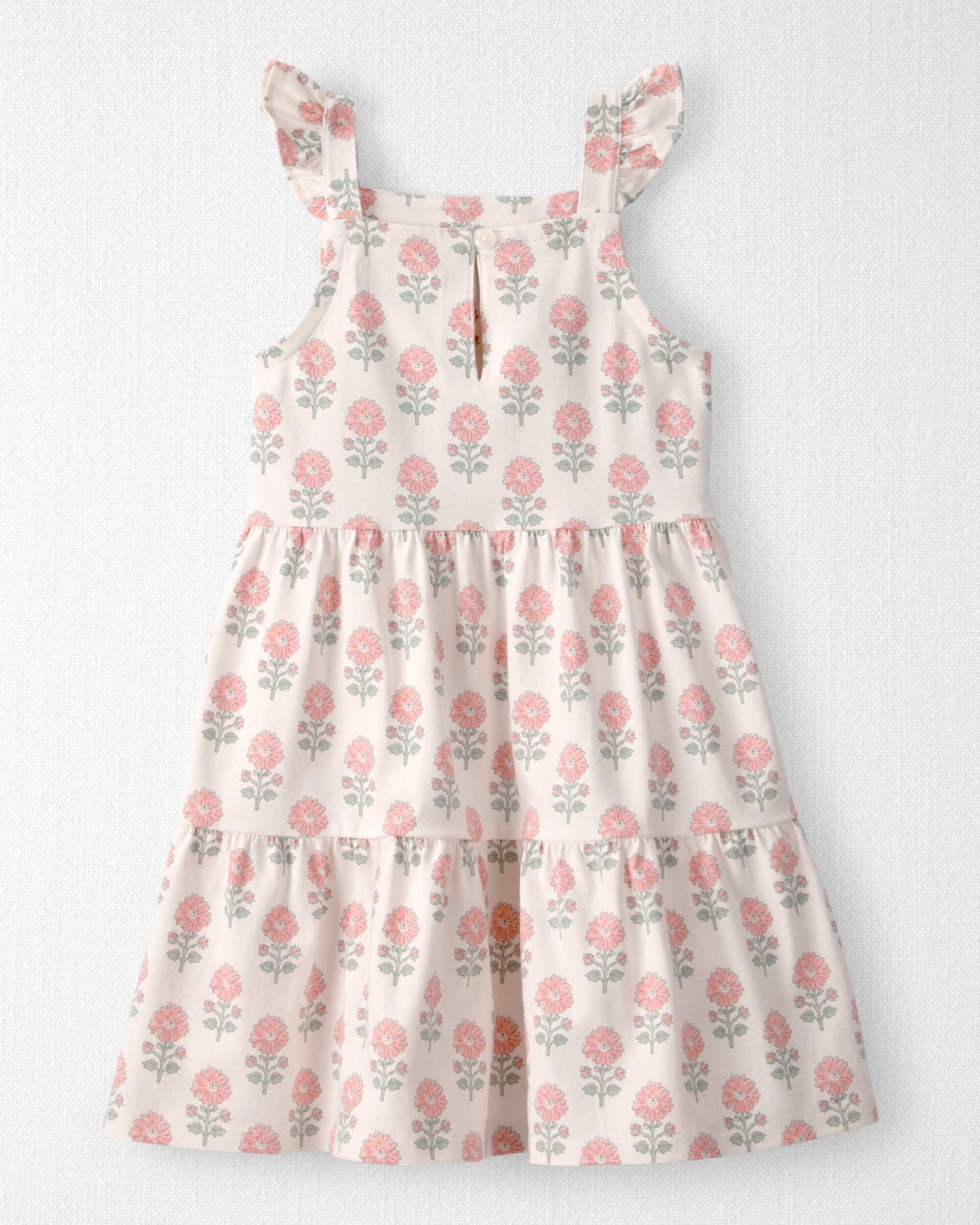Toddler Girl Organic Cotton Tiered Dress in Rosebud Petal Print