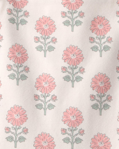 Toddler Girl Organic Cotton Tiered Dress in Rosebud Petal Print