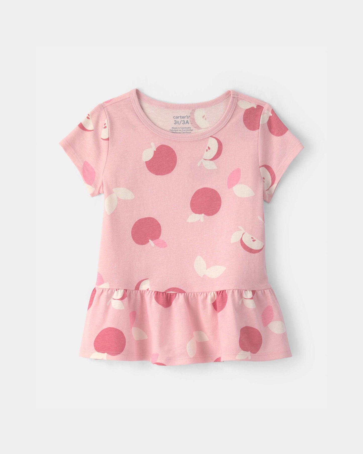 Toddler Girl Apple Relaxed Peplum Top - Pink