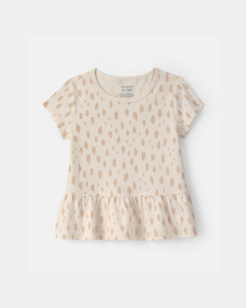 Toddler Girl Dot Relaxed Peplum Top - Cream