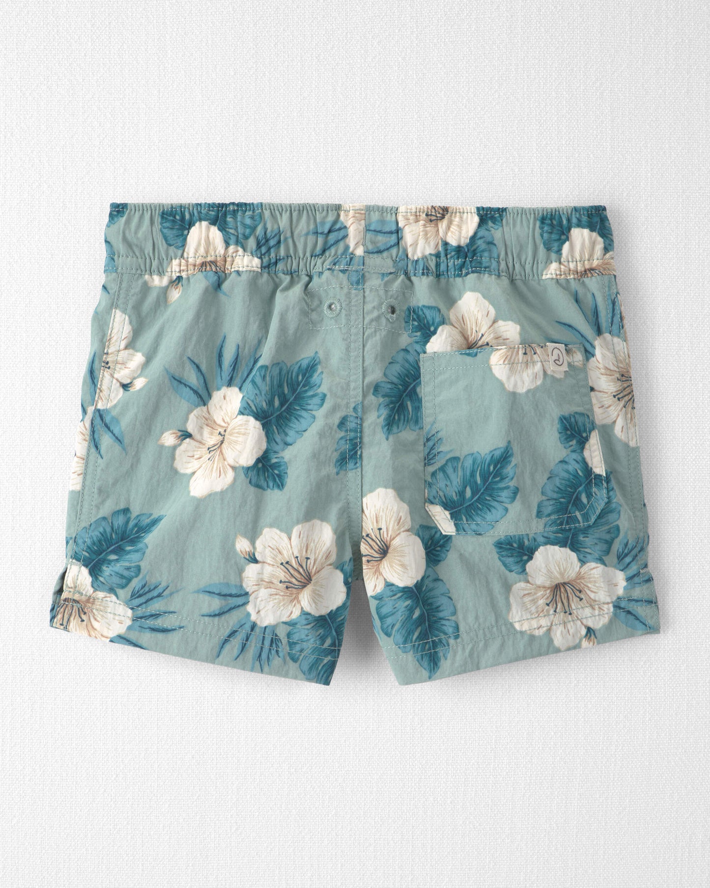 Toddler Boy Recycled Swim Trunks in in Blue Hibiscus