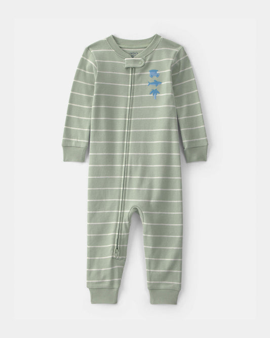 Toddler Boy Beach 100% Cotton 1-Piece Pajama - Green