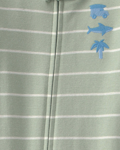 Toddler Boy Beach 100% Cotton 1-Piece Pajama - Green