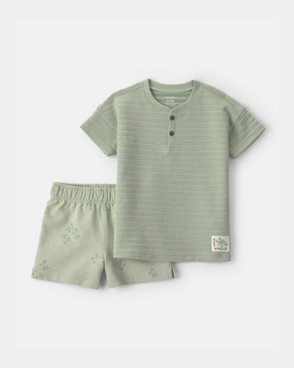 Toddler Boy 2-Piece Frog Top & Short Set - Green
