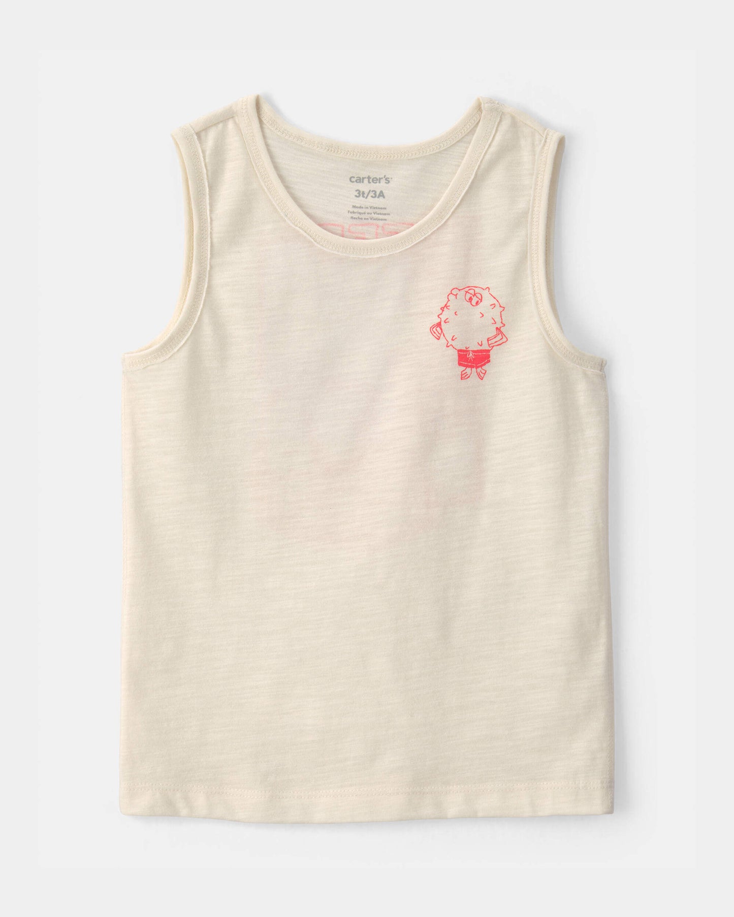 Toddler Boy Pufferfish Tank Top - Cream