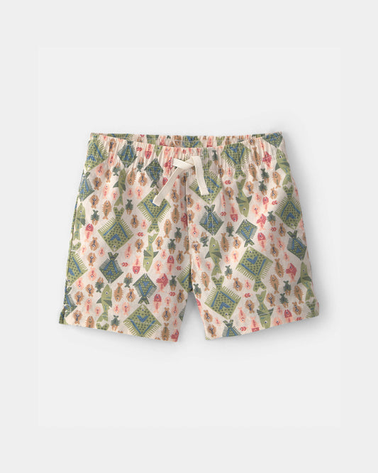 Toddler Boy Fish Linen Shorts - Beige