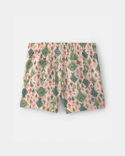 Toddler Boy Fish Linen Shorts - Beige